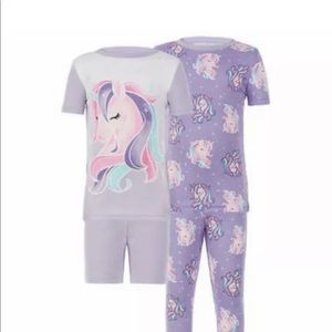 NWT Kirkland Signature Girls 4 Piece Organic Cotton Unicorn Pajama set - Size 6